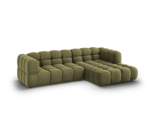 Cosmopolitan Design Modulaire hoekbank rechts Sky 4-zits, flueel, lichtgroen - 162x272x70cm