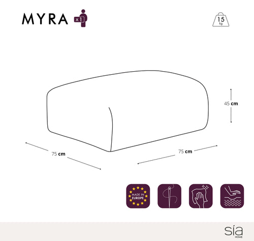 Sia Home - Poefs MYRA - Geweven stof - Lichtgrijs - 75cm - vtwonen shop