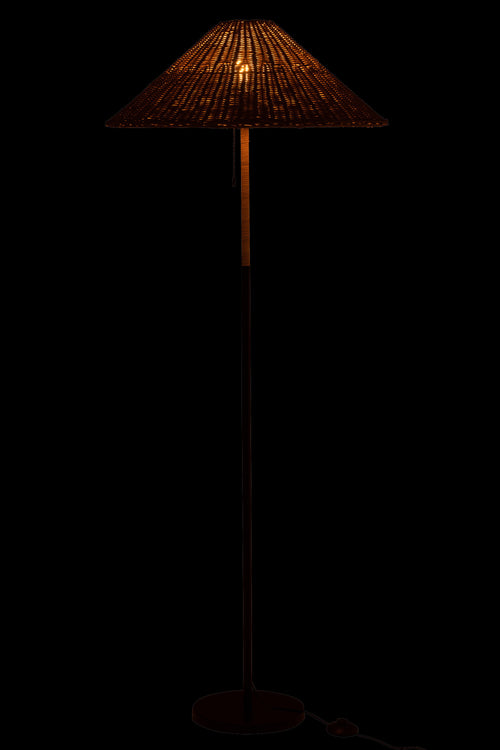 J-Line vloerlamp - metaal/rotan - zwart/naturel