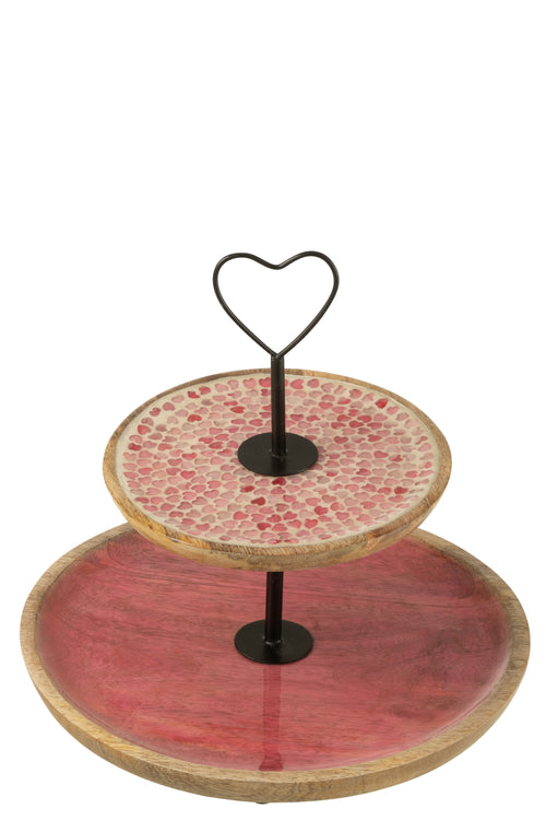 J-Line cake bord 2 bladen - mango hout - roze