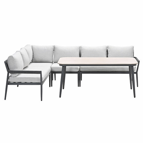 Barcelona lounge-diningset -5-dlg. - c. black -dark grey - valley sand