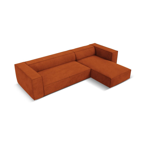 Cosmopolitan Design - Rechter hoekbank Turin 5-zits, structurele stof terracotta - 173x290x68cm