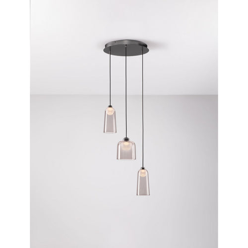 Nova Luce DIONE Hanglamp met clusterdesign, zandkleurig zwart, rookkleurige LED 15W 600lm 3000K