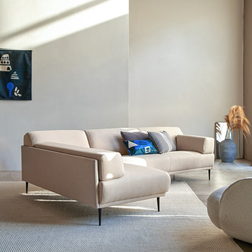 Tikamoon Hoekbank links in ecru stof 270 x 180 cm - Beige