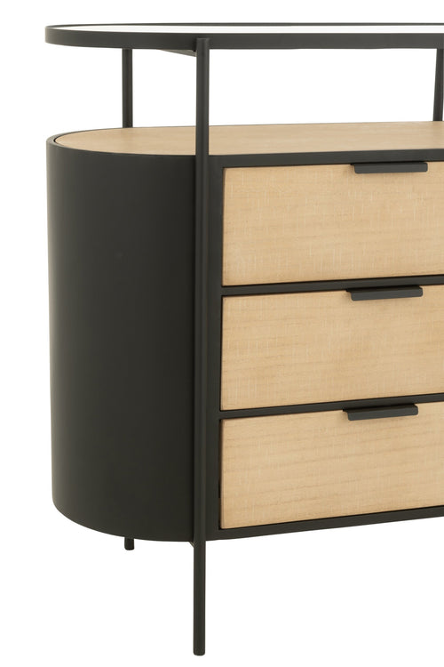 J-Line kast Avy - ijzer - naturel/zwart