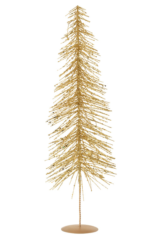J-Line decoratie Kerstboom Glitters - kunststof - goud - large
