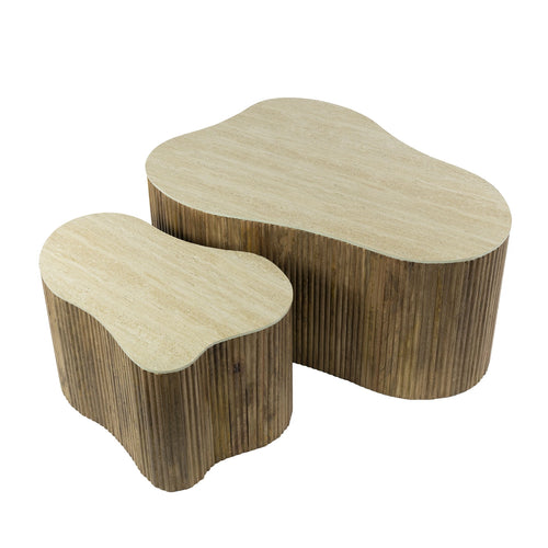 Giga Meubel Salontafel Nuovo - Organisch Beige/Hout - Set van 2