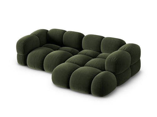 Cosmopolitan Design rechter hoekbank Loretto 3-zits, flueel groente - 147x250x68cm