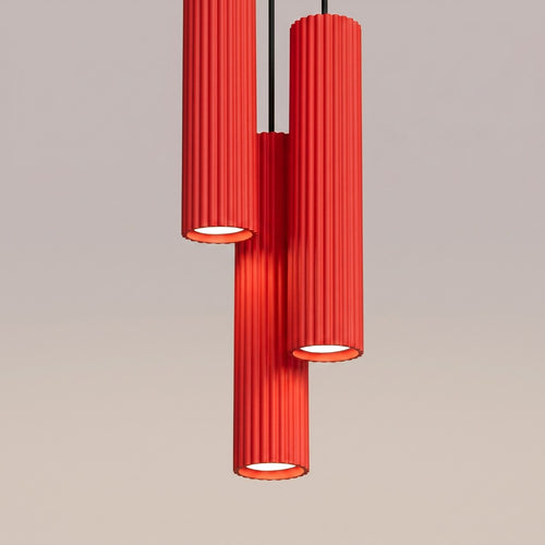 Sollux Lighting Hanglamp KARBON 3P rood - 19,5x19,5x108cm