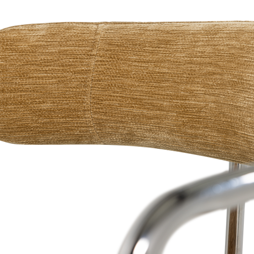 WOOOD eetkamerstoel Cuby - Chroom Stof - Lichtgeel - Set Van 2 - 80x68x55