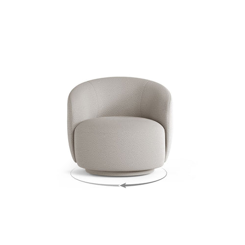 Cosmopolitan Design - Draaistoel Savona boucle lichtgrijs - 83x86x76.5cm