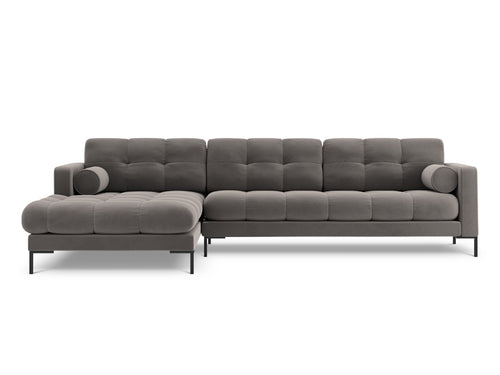 Cosmopolitan Design linker hoekbank Bali 5-zits, flueel, lichtgrijs - 185x293x75cm