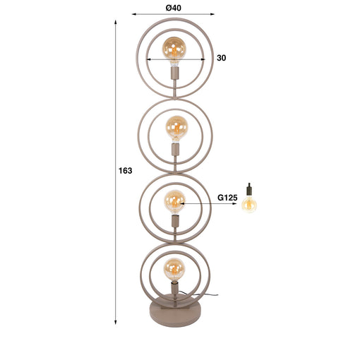 Giga Living Vloerlamp Turn Around - Beige Metaal - 40x30x165cm
