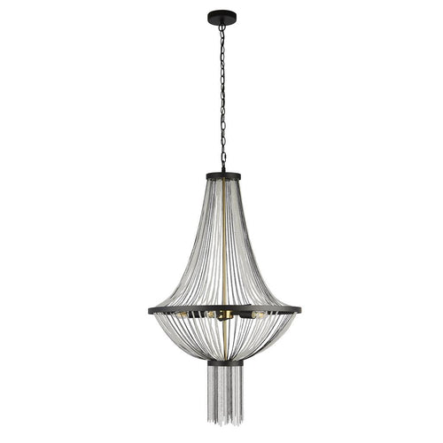 Searchlight Baguette Hanglamp met 5 lampen, zwart, gesatineerd messing