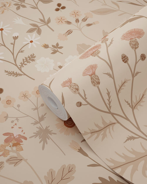 ESTAhome behang veldbloemen zand beige - 53 cm x 10.05 m - 139840