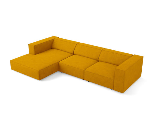 Cosmopolitan Design linker hoekbank Arendal 4-zits, chenille met ribbeleffect, mosterd - 166x284x70cm
