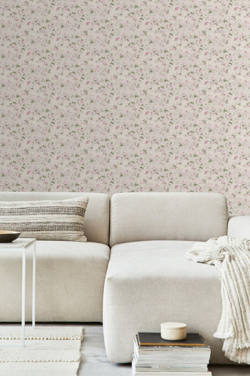 Sanders & Sanders behang bloemen beige en oudroze - 53 cm x 10 m - 640399