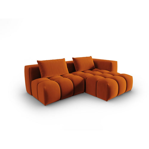 Cosmopolitan Design - Modulaire hoekbank rechts Verona 3-zits, flueel terracotta - 145x205x70cm