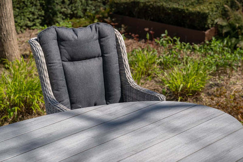 Edison tafel - ovaal - 220x115 cm - carbon black - grey teak Vironwood - vtwonen shop