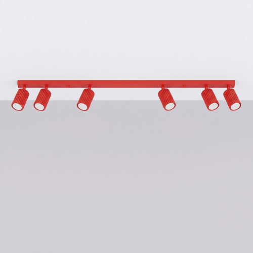 Sollux Lighting Plafondlamp KARBON 6L rood - 117x6,5x16,5cm