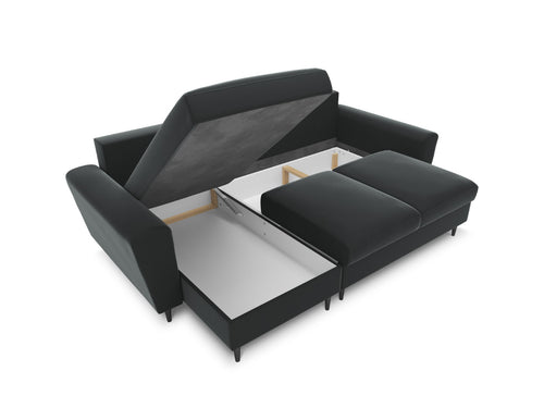 Cosmopolitan Design Omkeerbare converteerbare hoekbank met opbergdoos Kyoto 4-zits, flueel donkergrijs - 145x241x88cm