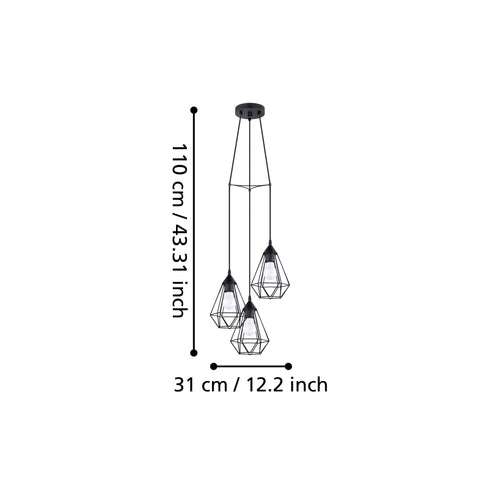 EGLO hanglamp Tarbes - e27 - ø 31 cm - zwart