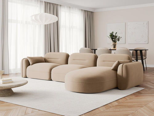 Cosmopolitan Design Modulaire hoekbank rechts Sydney 4-zits, flueel, zand - 165x320x70cm