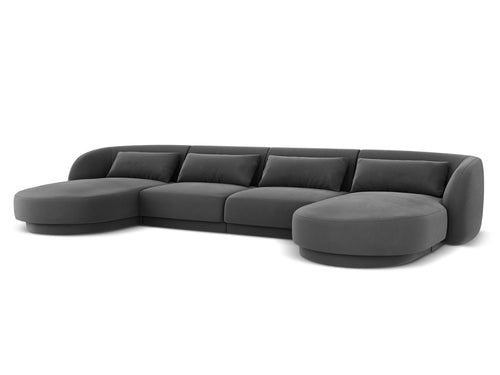 Cosmopolitan Design Panoramische bank Tulum 5-zits, flueel, grijs - 156x330x70cm