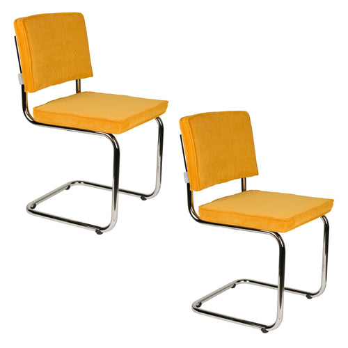 Zuiver Ridge Rib Eetkamerstoelen  Geel - Set van 2 - vtwonen shop