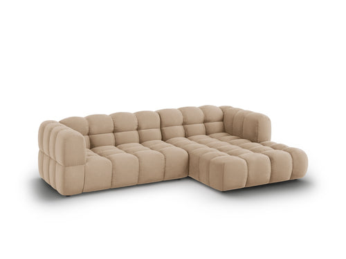 Cosmopolitan Design Modulaire hoekbank rechts Sky 4-zits, flueel, zand - 162x272x70cm