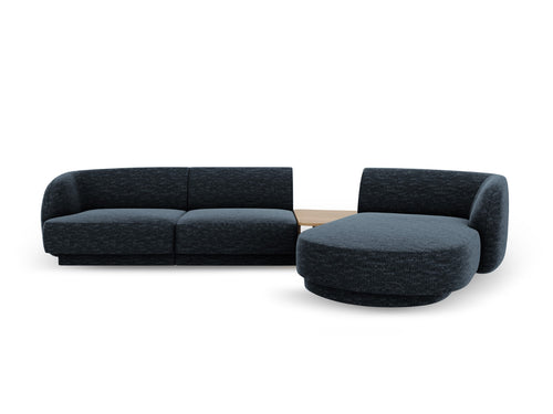 Micadoni Rechte modulaire bank Miley 3-zits, chenille, koningsblauw - 178x303x70cm
