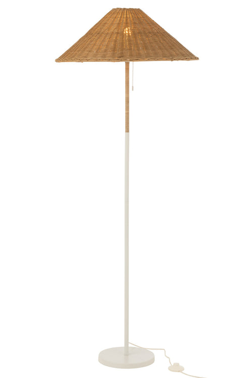 J-Line vloerlamp - metaal/rotan - wit/naturel