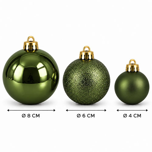 Mica Decorations Kerstballen Set Donkergroen 46 stuks - Onbreekbare Kerstballen van Gerecycled Polystyreen - Diameter 4, 6 en 8 cm - Ideaal voor