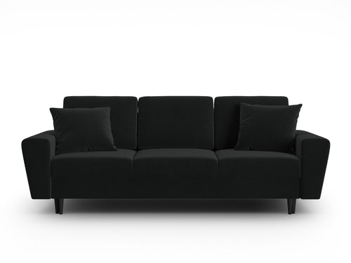 Cosmopolitan Design Slaapbank met opbergdoos Kyoto 3-zits, flueel zwart - 100x235x88cm