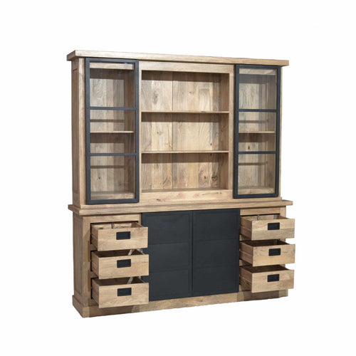 Starfurn Vitrinekast Noa - Naturel Hout - 200x45x220cm