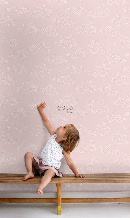 ESTAhome behang wolkjes zacht roze - 50 x 900 cm - 139516