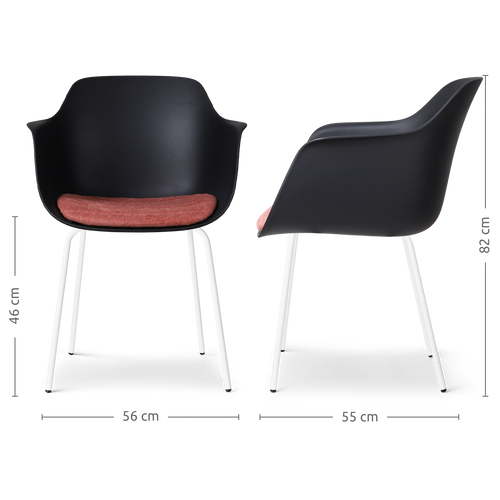 Nolon Nora-Liz Eetkamerstoel Zwart - Terracotta Kussen - Witte Poten - vtwonen shop