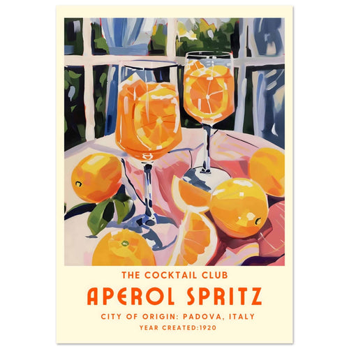 Artfulprints Poster met Lijst Aperol Spritz - The cocktail club II   - A4 21x29.7 cm - Oranje