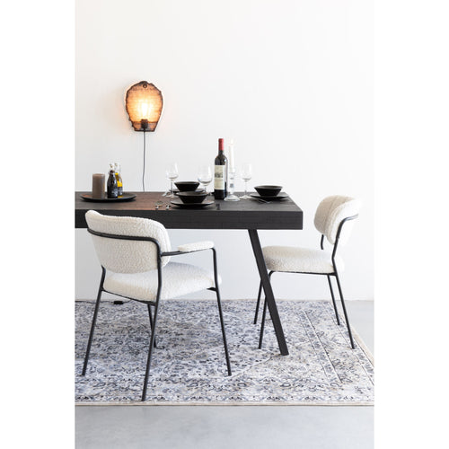 Housecraft Living Jolien Eetkamerstoelen armleuning Zwart/Bouclé - Set van 2