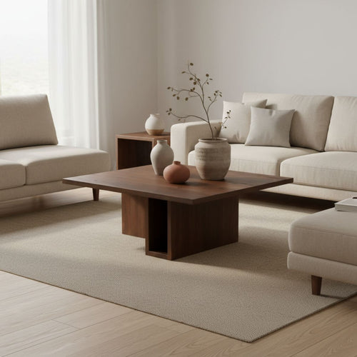 Giga Meubel Salontafel Onni - Vierkant Donkerbruin Hout - 85x85x34cm - vtwonen shop