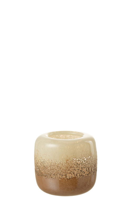 J-Line vaas Opi - glas - bruin/beige - small - Ø 15 cm