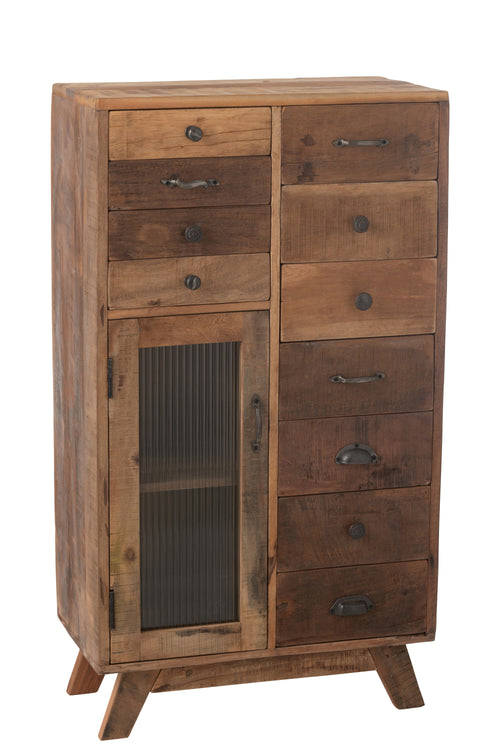 J-Line kast Retro - gerecycleerd hout/glas - naturel