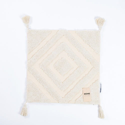 HOME DELUXE Getufte kussenhoes JARA ruit met pompons - crème