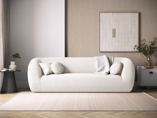 Cosmopolitan Design Bank Essen 3-zits, boucle, wit - 95x230x86cm