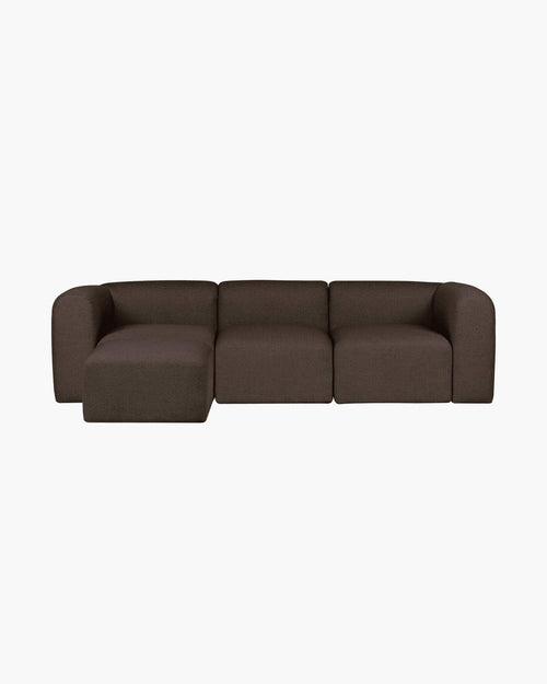 noo.ma Flom hoekbank 3-zits, Chocolate Brown Bouclé - zacht zitcomfort, 262x96,5x68 cm