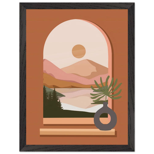Artfulprints Poster met Lijst Boho – Terracotta window   - 30x40 cm - Terracotta