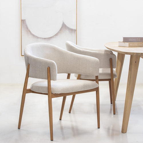 DÉJA Living Eetkamerstoel Dénia - Beige/Naturel - Zithoogte 48cm - Set van 2 - vtwonen shop