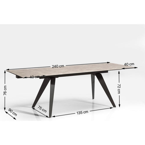 Kare Design Uitschuifbare eettafel Amsterdam Dark 160(40+40)x90cm - vtwonen shop