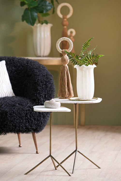 Light & Living bijzettafel GIA - Ø37.5x54 cm - wit - Set van 2 - vtwonen shop