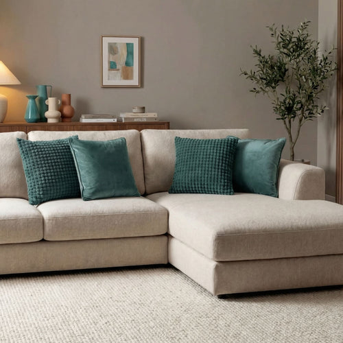 KUSSENSET - 4-delig - Texture Harmony - 45x45 cm - inclusief binnenkussens - groen